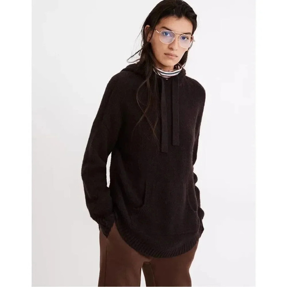 Madewell Wilmington Alpaca Wool Blend Hoodie Sweater in Heather Raisin - Picture 1 of 13